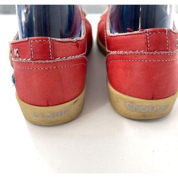 CLOUD Footwear Aika Sneakers leather Lace Up Side Zip Red Comfort Size 38 US 7.5 - Picture 3 of 6